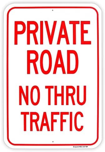 Large Private Road No Thru Traffic Sign, 18\