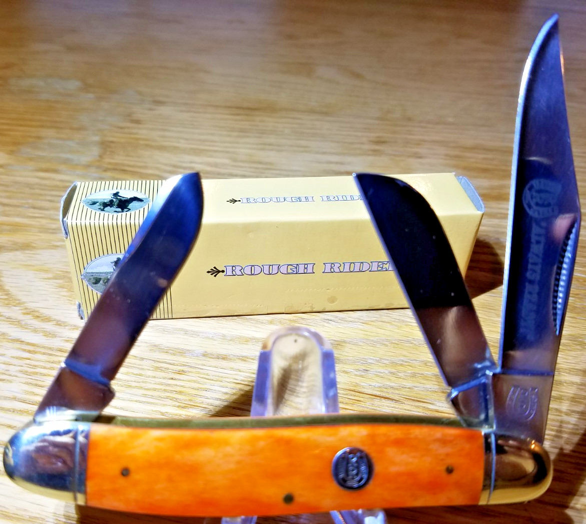 Rough Rider RR207, Sowbelly Stockman Orange Smooth Bone, 3-7/8