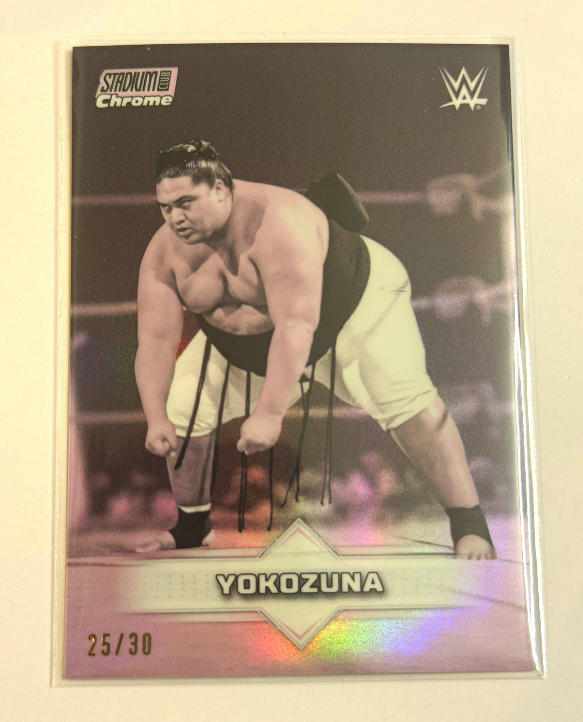 2026 Topps WWE Stadium Club Chrome Yokozuna #144 Pearl White Refractor 25/30 2026 Topps WWE Stadium Club Chrome Yokozuna #144 Pearl White Refractor 25/30