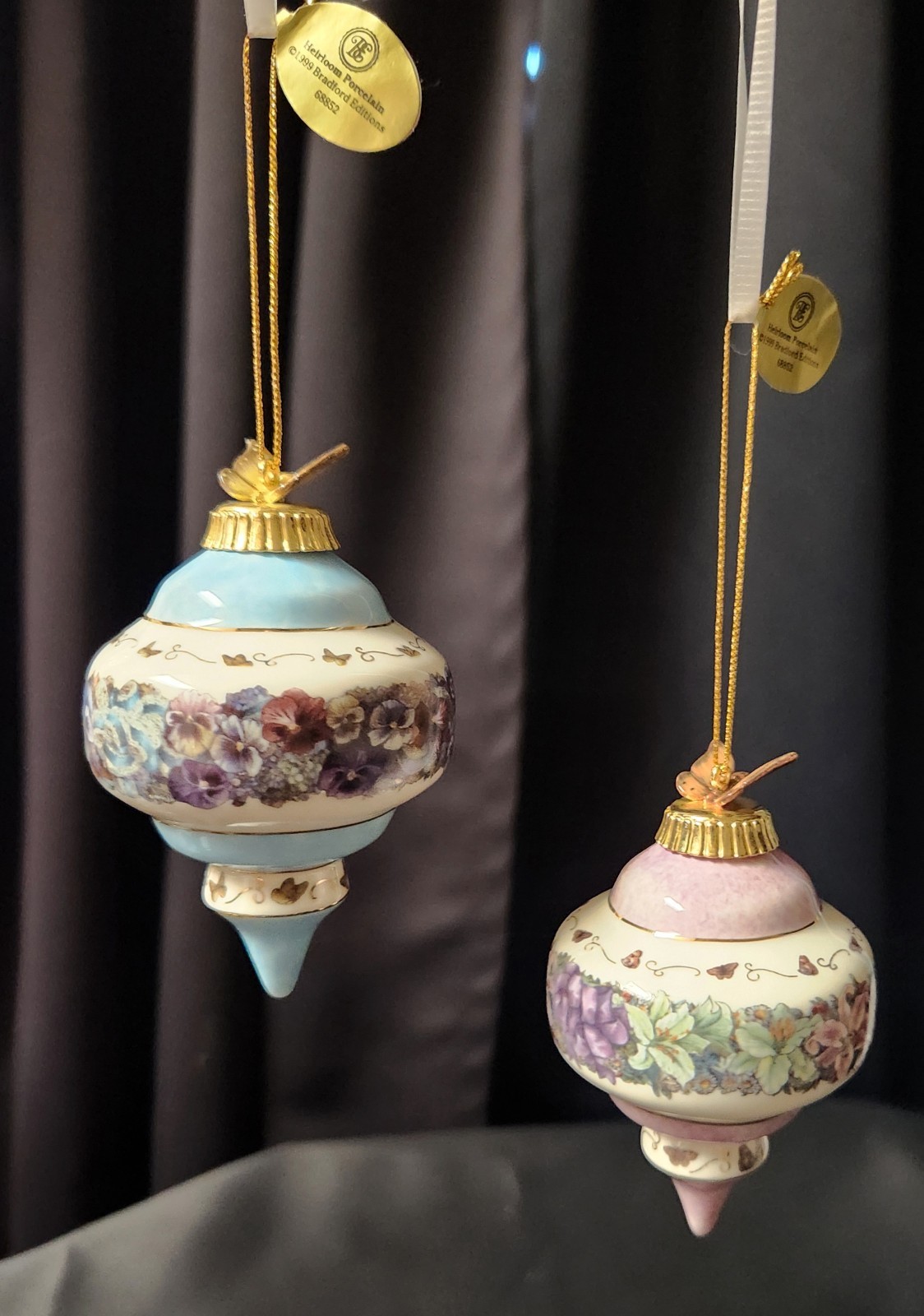 Vtg Lena Liu\'s Floral Inspiration Heirloom Porcelain Ornaments/Bradford Exchange