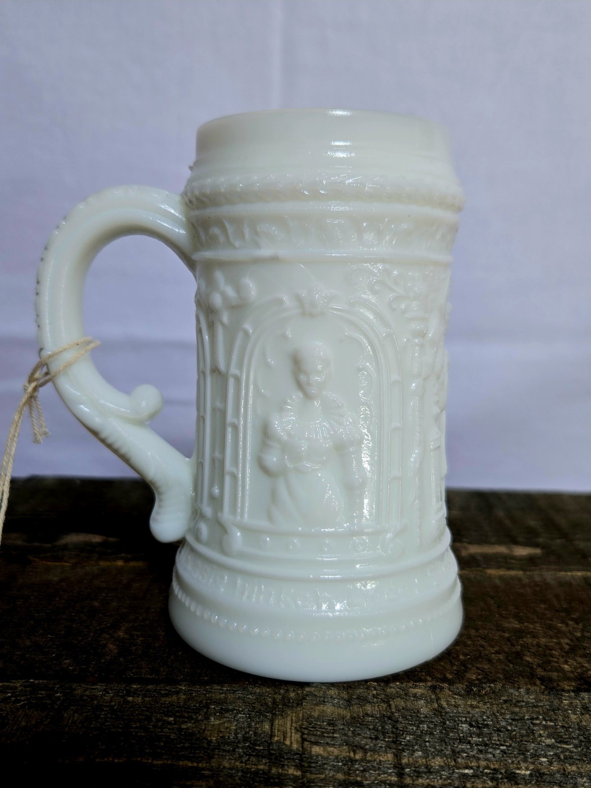 Vintage Westmoreland Greentown White Milk Glass Stein Mug Serenade Pattern