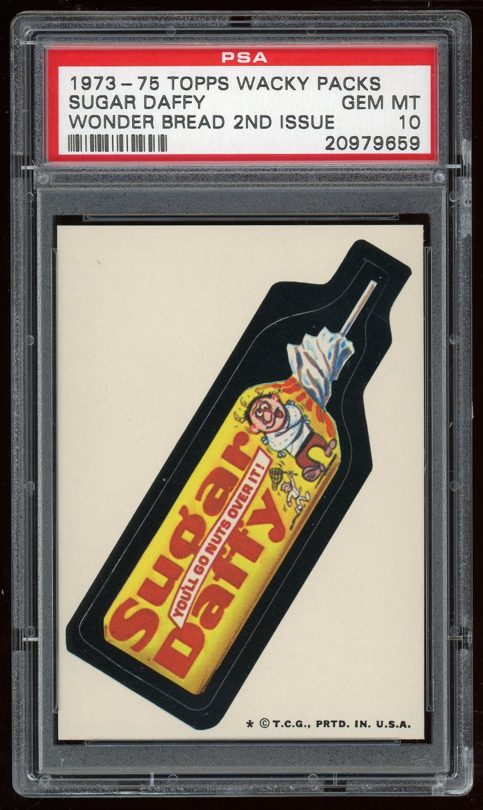 1974 Topps Wacky Packages Sticker Sugar Daffy Wonder Bread 2nd PSA 10