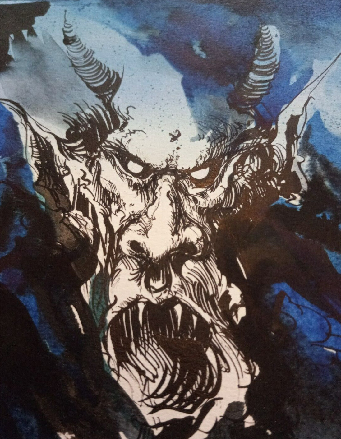 IAN MILLER Electric Light Art Show Brussels Belgium Original 2005 Devil Painting