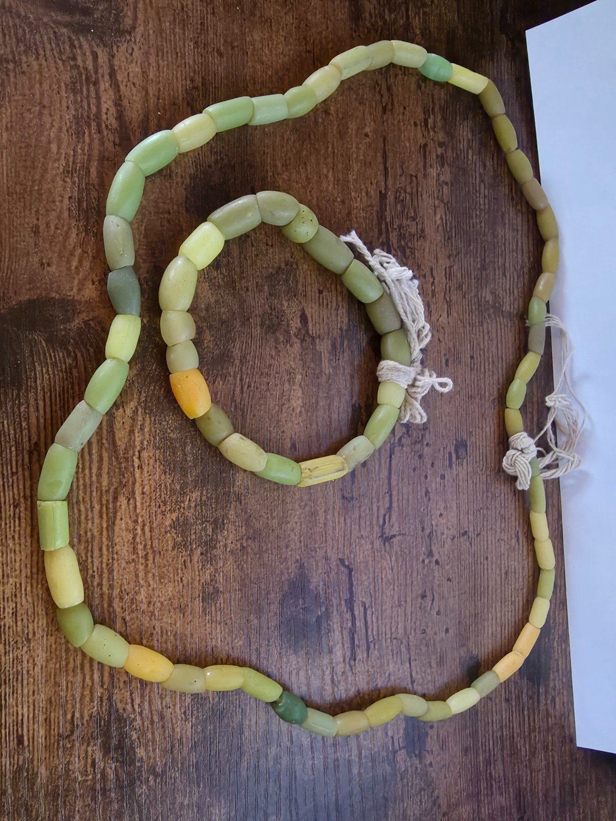 Rare Antique Green Hebron Glass Trade Beads Strand - 18th C. Kano African