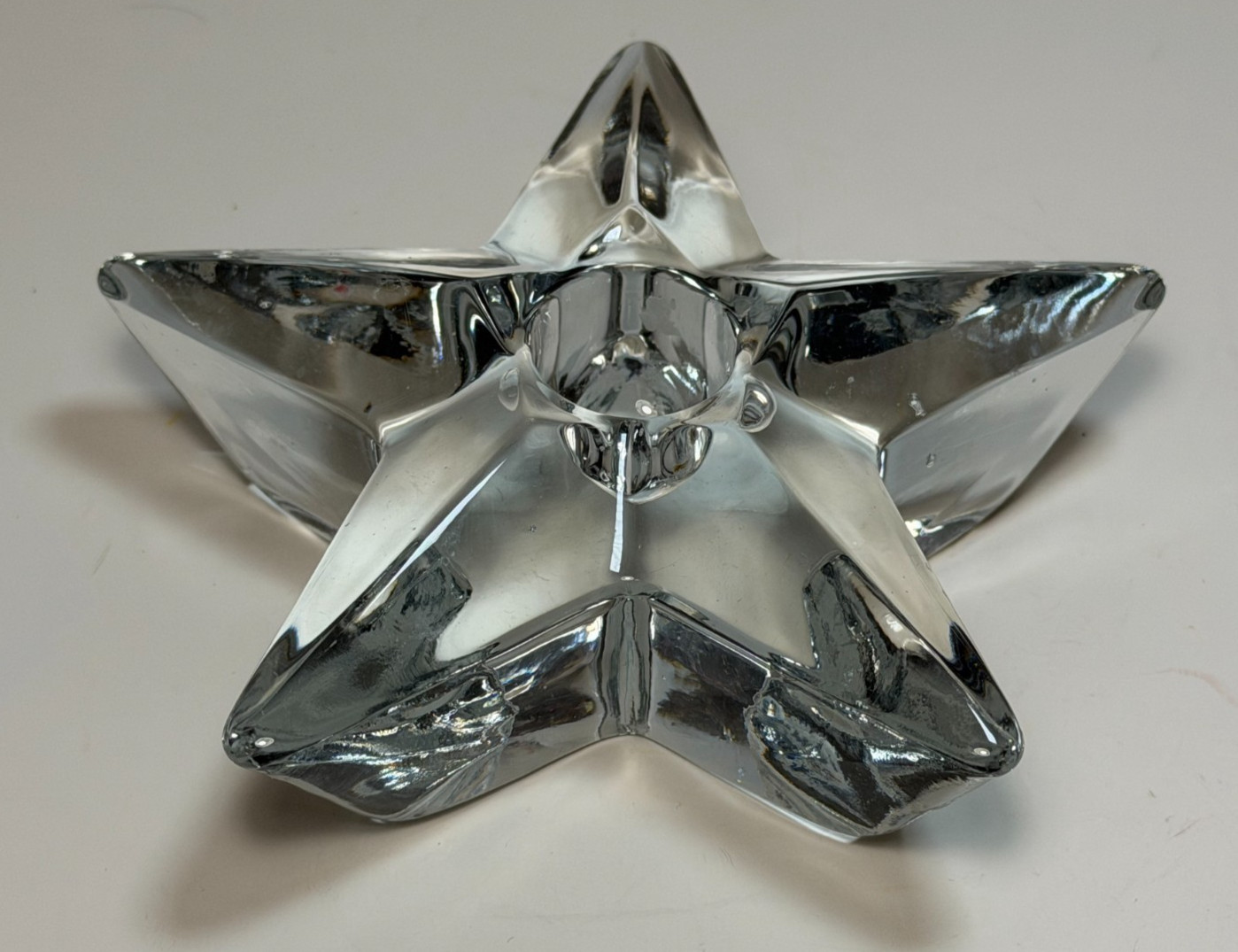 Vintage Cambridge Crystal Clear Glass Star Shaped Taper Candle Holder