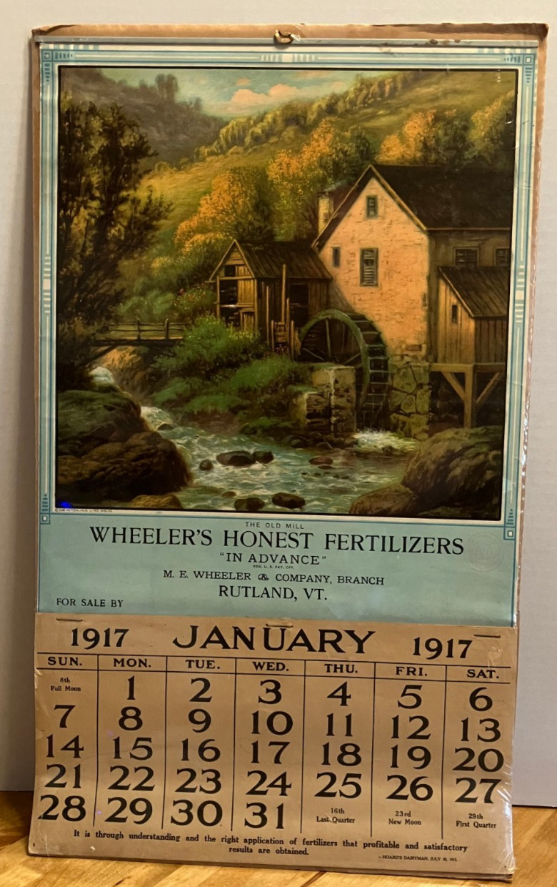 Vintage 1917 Calendar Wheeler\'s Honest Fertilizers Advertisment