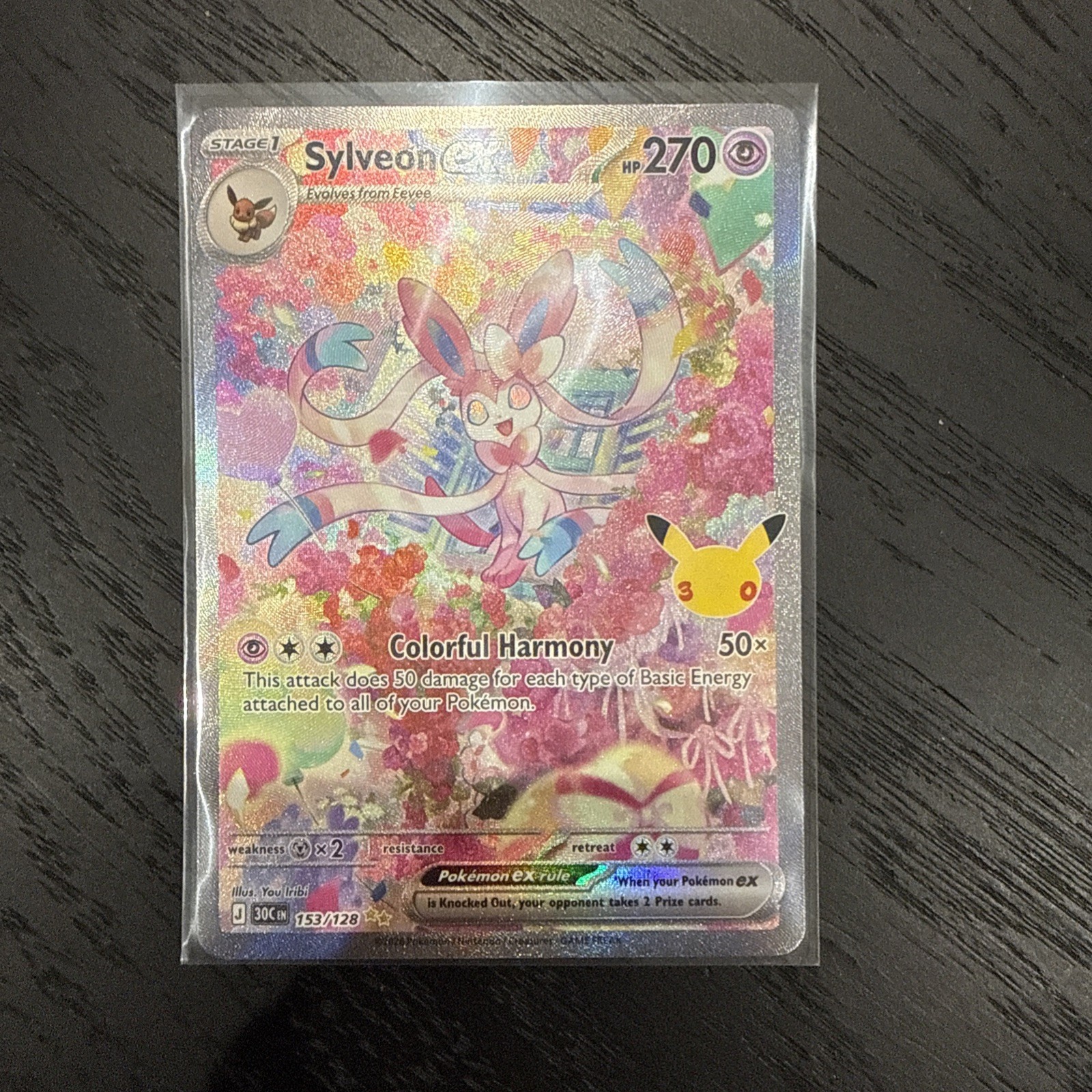 Pokémon TCG Sylveon EX 153/128 Generations Full Art Holo 30th anniversary