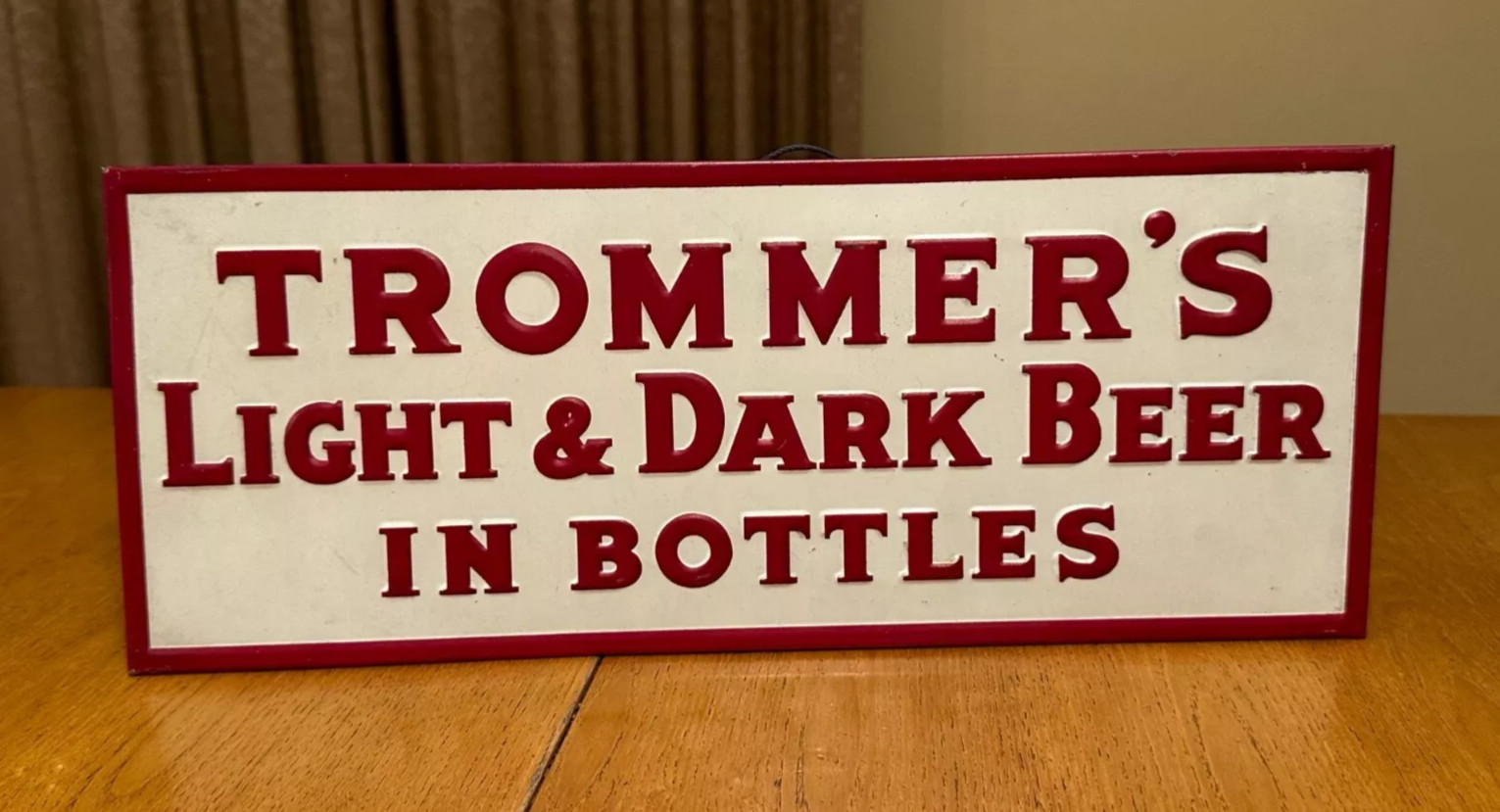 Rare Vintage TROMMER\'S Light & Dark Beer JAWIN Embossed Metal Advertising Sign