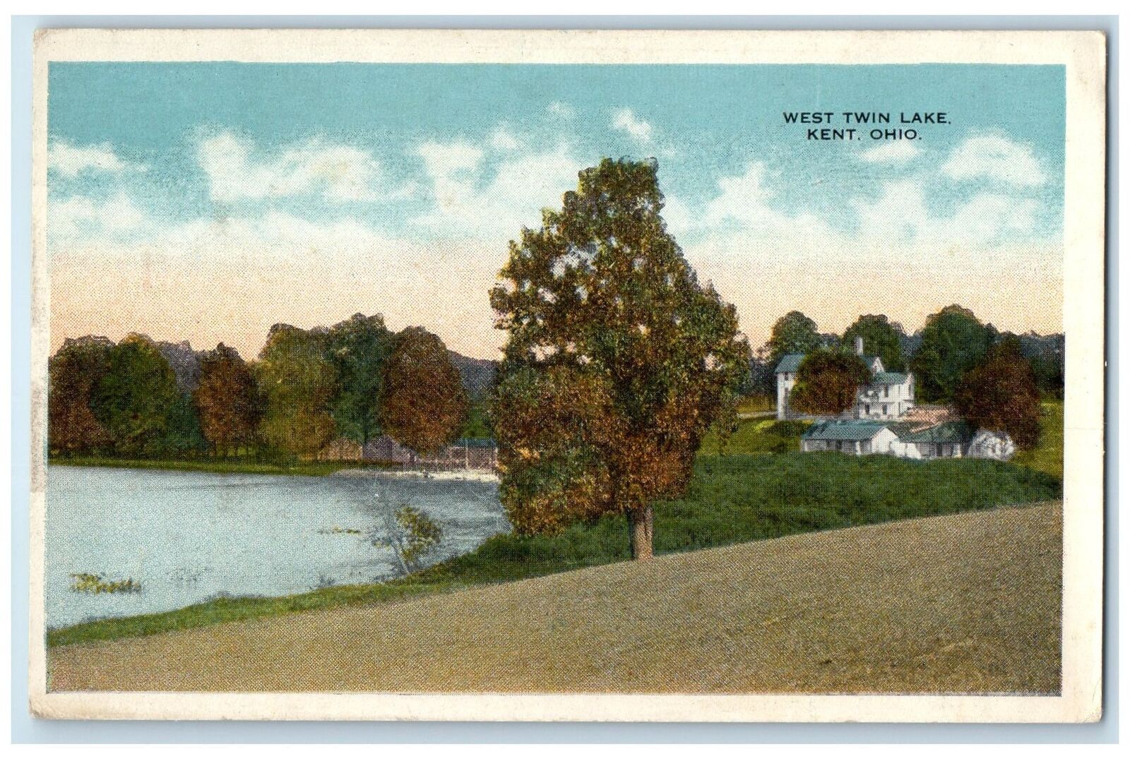 1931 West Twin Lake Buildings Groves Houses Kent Ohio OH Vintage Posted Postcard