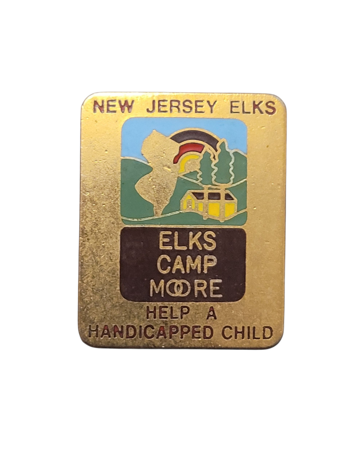 Rare HTF Vintage Elks Lodge Pin - NJ Elks Camp Moore Help A Handicapped Child