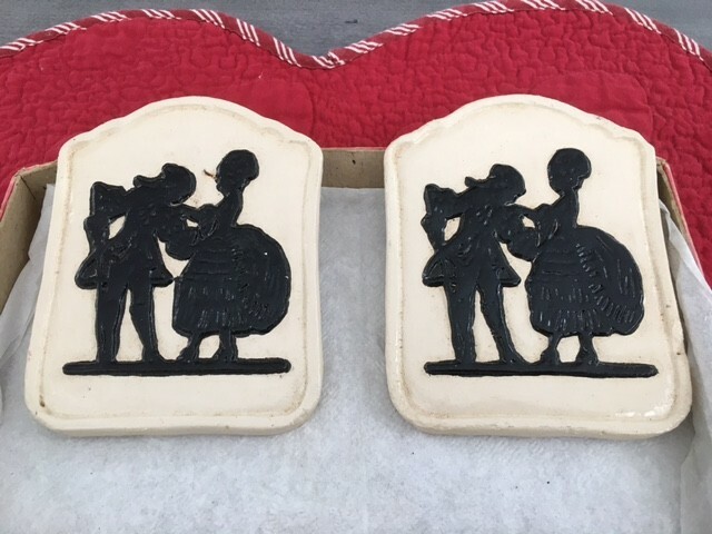 Vintage Plaster Silhouette Wall Hanging Pair