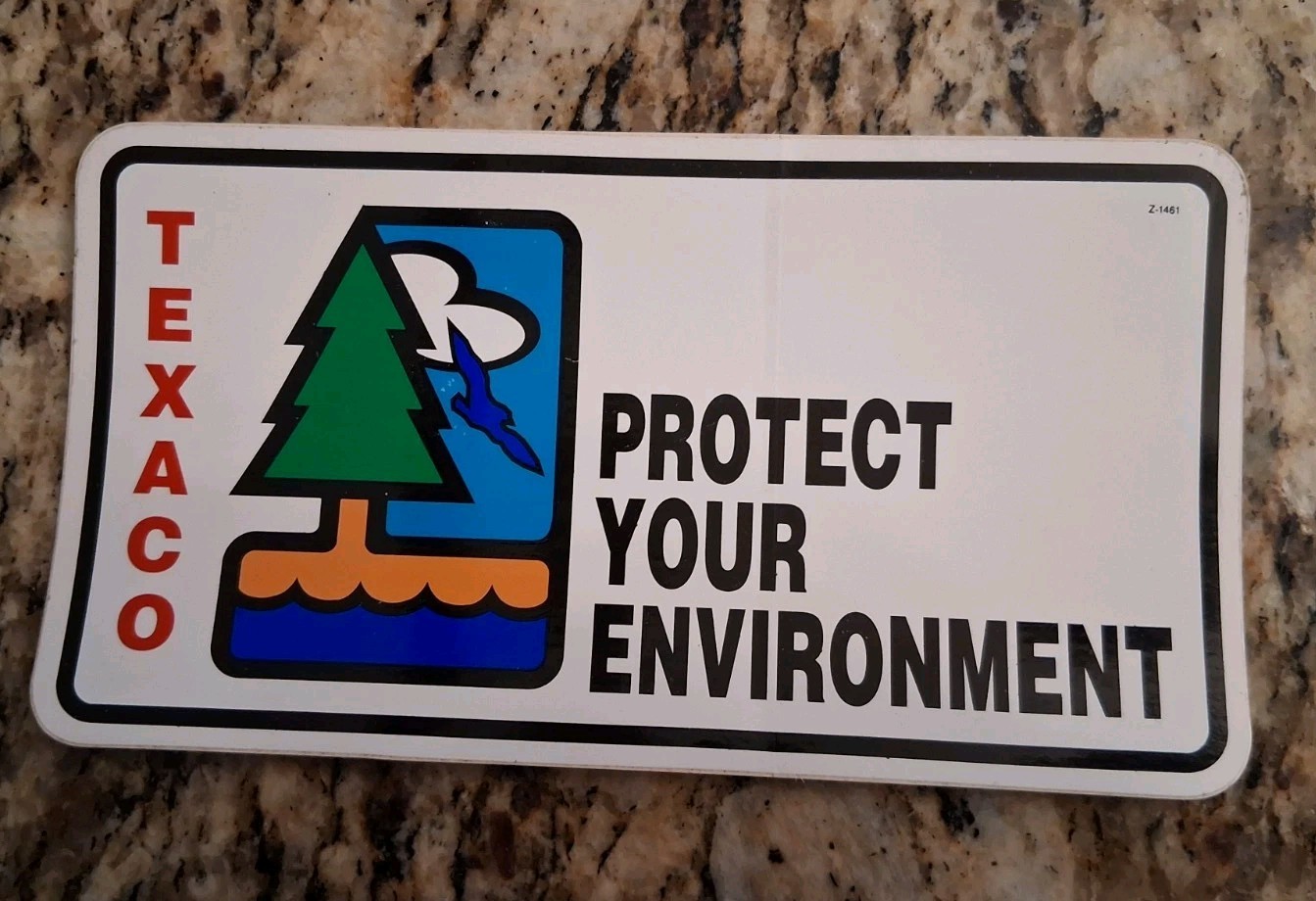Vintage 1971 Texaco Bumper Sticker Protect Your Environment Unused Old Stock NR