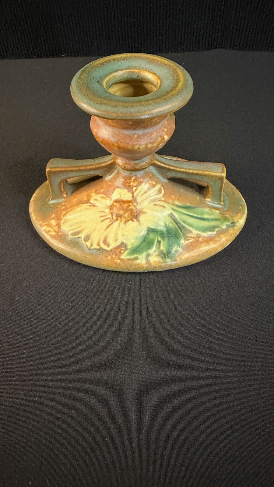 Early Roseville Pottery Candle Holder from the Dahlrose line 1928