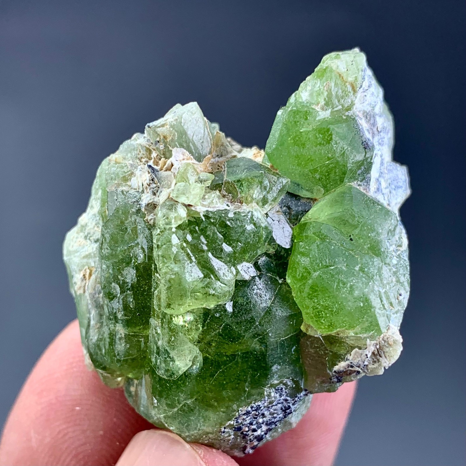 155 Cts Natural Terminated Peridot Crystals Bunch Specimen From Pakistan