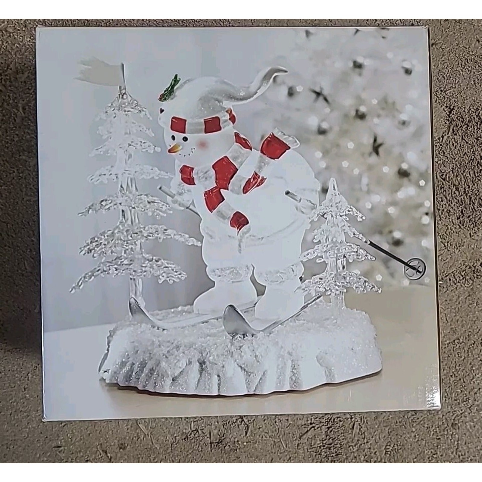 Vtg JC Penney Home Collection Acrylic Lighted Skating Snowman Rare NIB