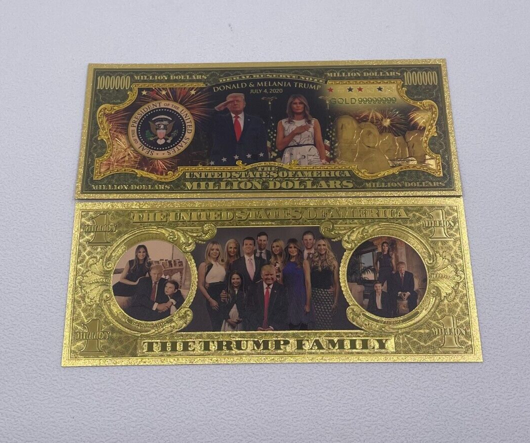10PC 2024 Trump Family Gold Banknote One Million Dollar Bill For Fans Gift