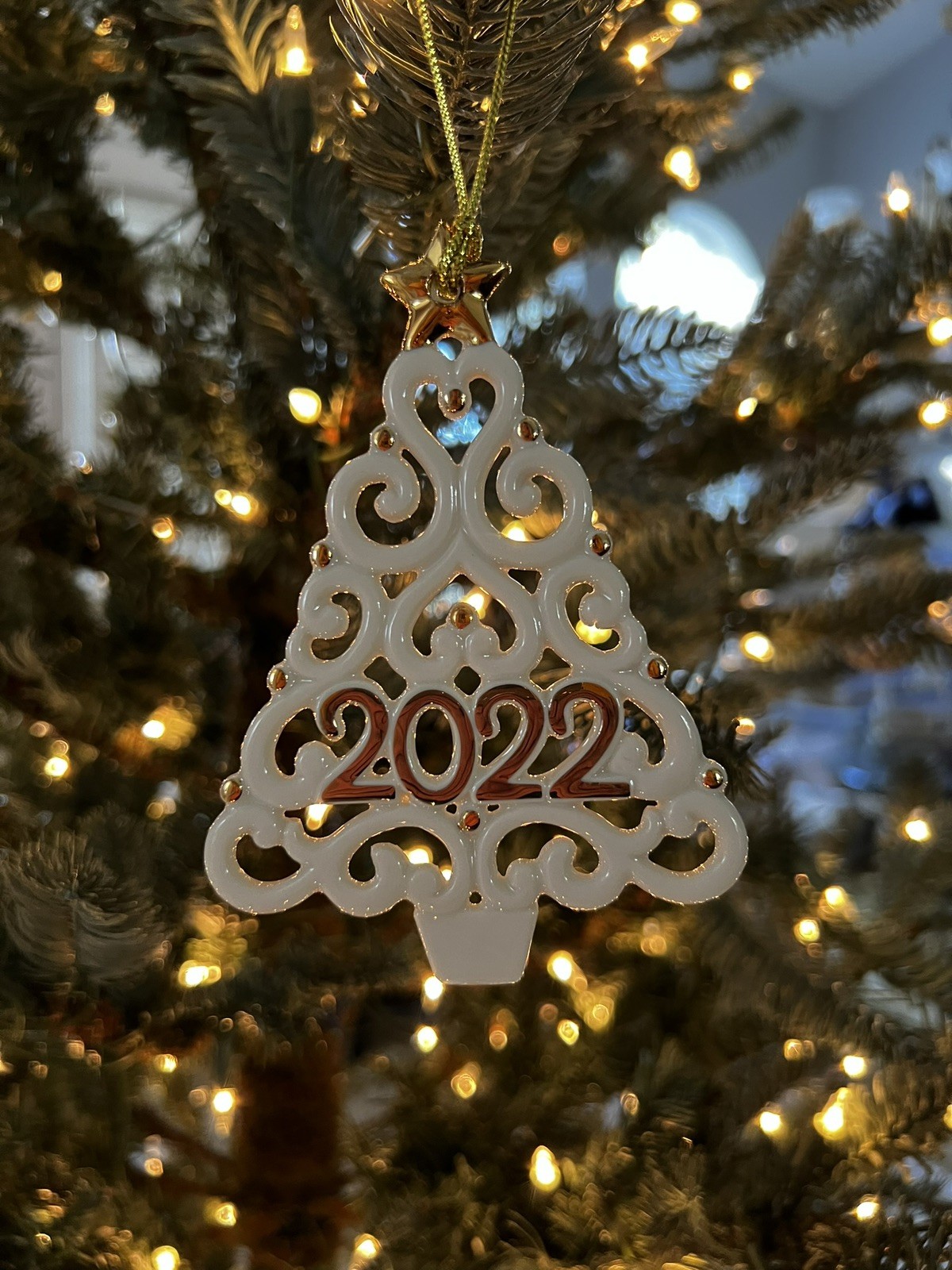 Lenox Pierced Christmas Tree Porcelain 2022 Ornament.