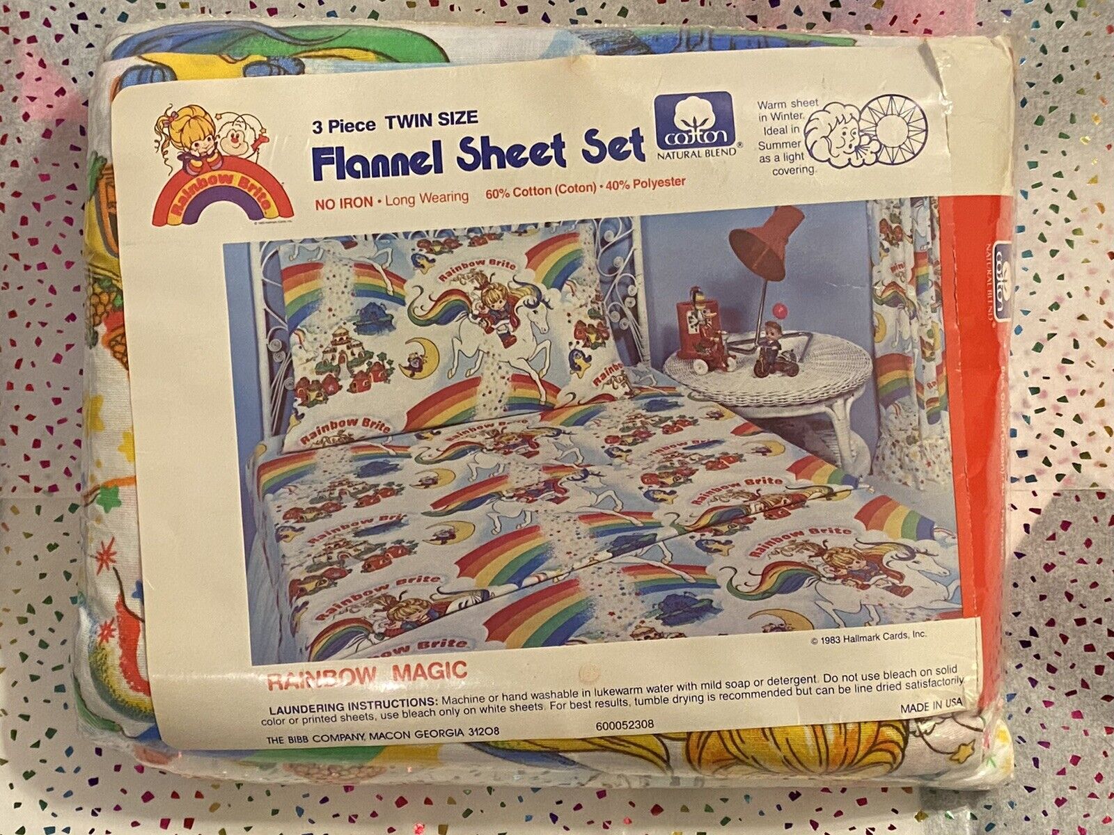 Vintage Rainbow Brite Twin Bed Sheet Set 1983 Hallmark NEW SEALED RARE HTF