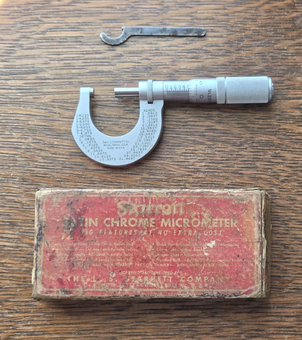 Starrett No. 230-F Outside Micrometer 0-1\