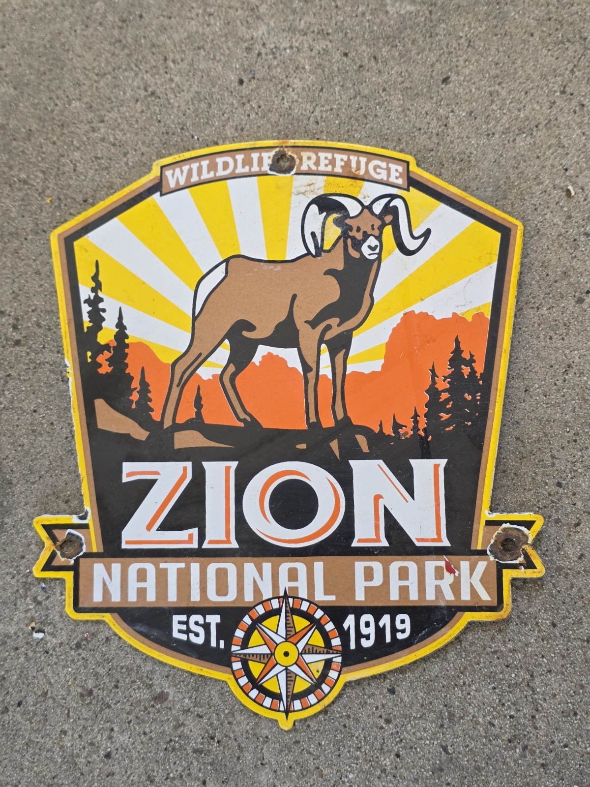 VINTAGE UTAH ZION PARK NATIONAL WILDLIFE PORCELAIN ENAMEL SIGN  10