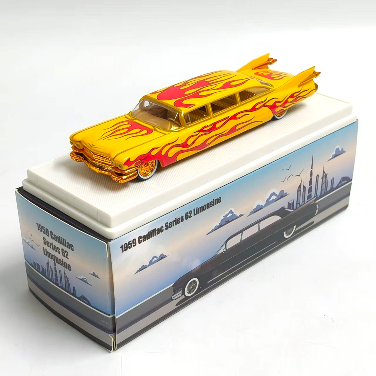 Rare 1:64 \'59 Stretch Limo Series 62 Yellow Diecast Miniature Model