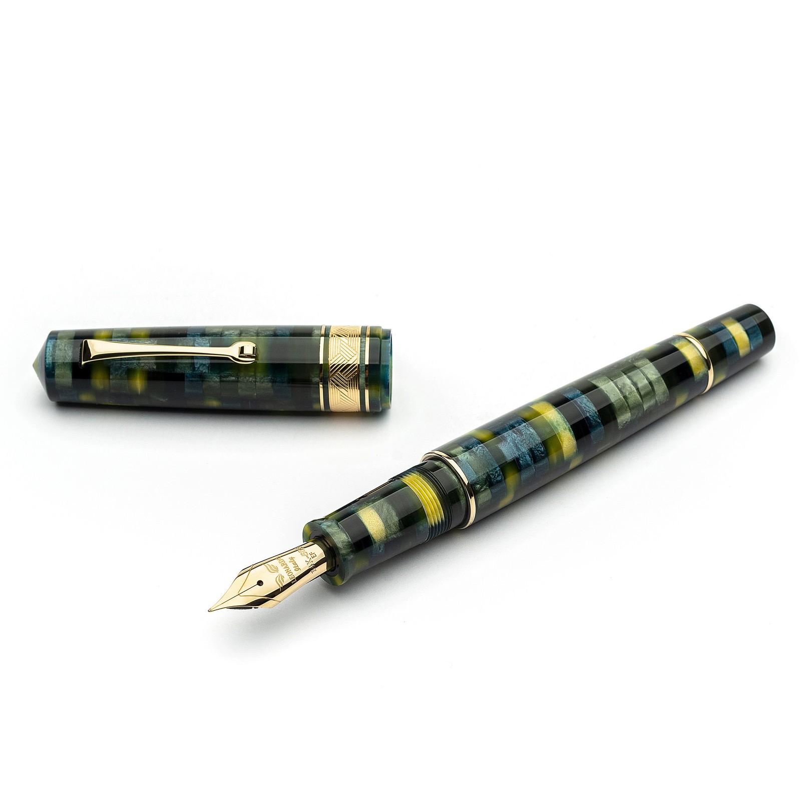 Leonardo Mosaico Fountain Pen in Baobab with Gold Trim- Elastic Fine - NEW