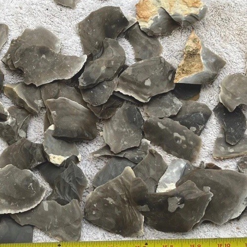 Heat Treated GT Blue Flint/Chert 2”-4”Spalls- 5 POUNDS Bird-Point” Size TX-BEST
