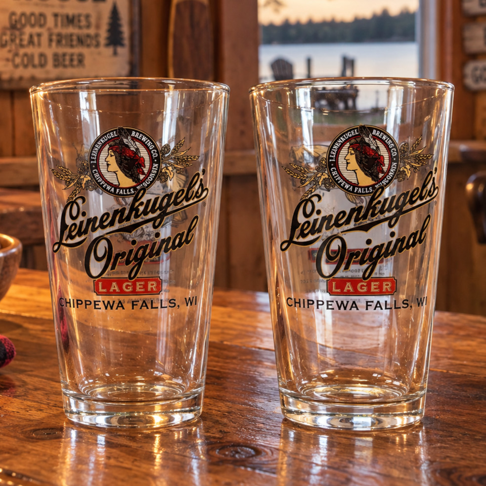 Leinenkugels Fish Series Pint Beer Glass (2)  Largemouth Bass Fishing Glasses