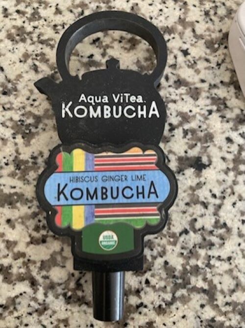 Aqua Vitea Kombucha Tap Handle Hibiscus Ginger Lime Kettle Shaped