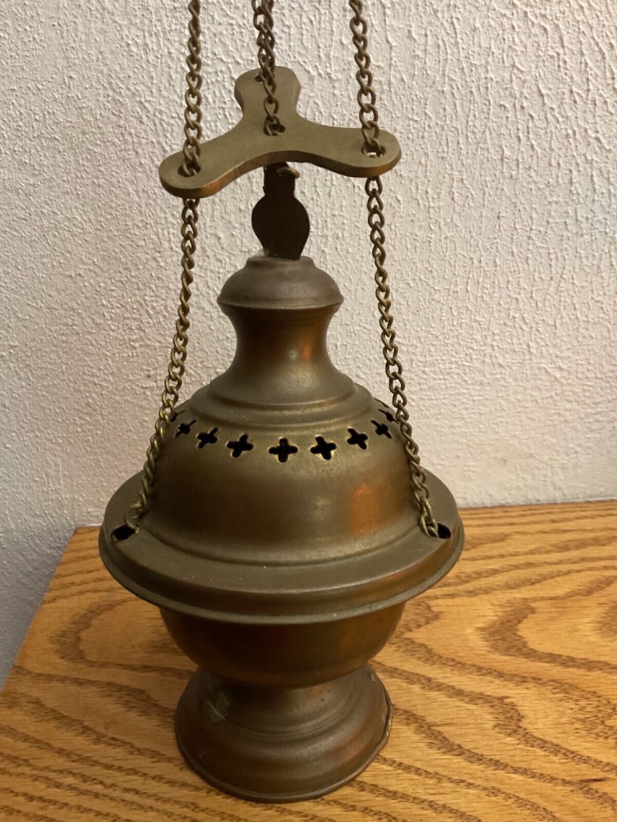 Great Find 1900's Solid Brass Triple Chain 7.5” Thuriable Insense Burner / India