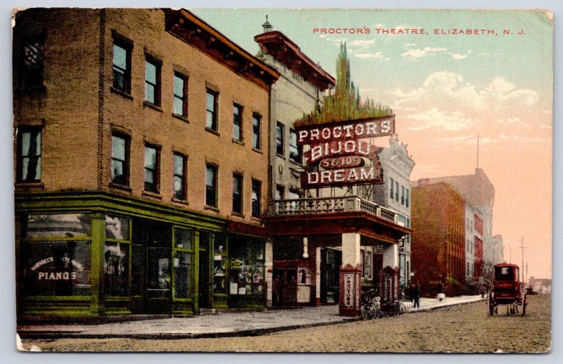 Antique New Jersey Postcard ELIZABETH Proctors Bijou Theatre 1913