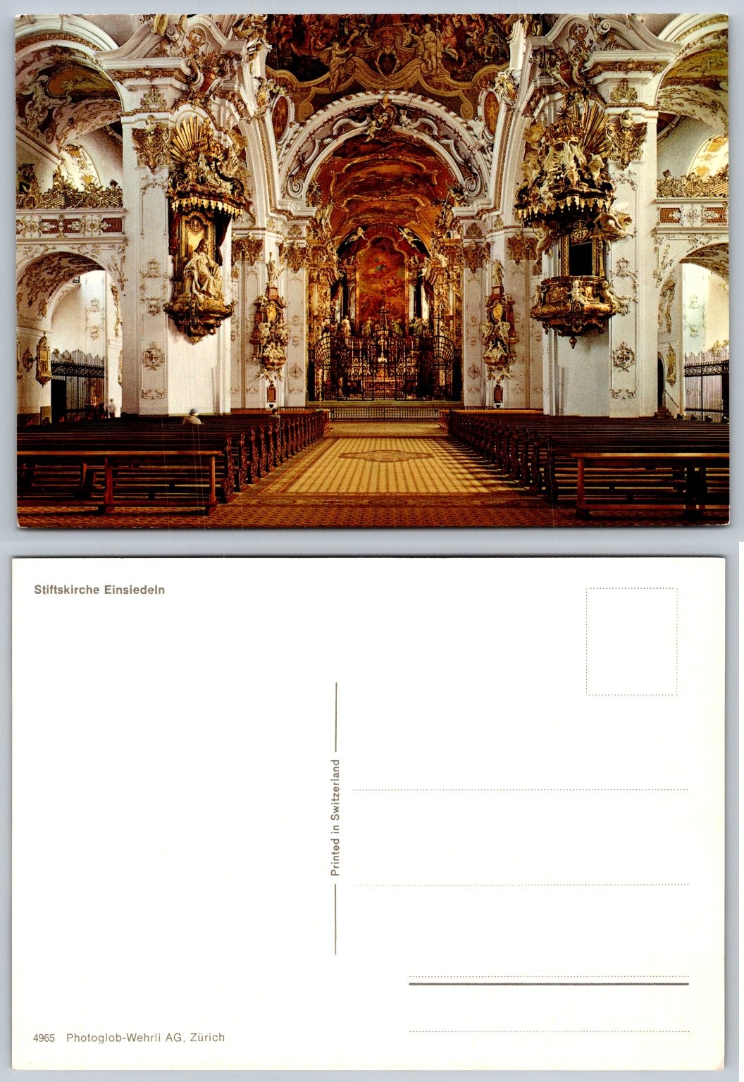 Einsiedeln Stiftskirche Abbey Church Interior Rococo Switzerland Postcard