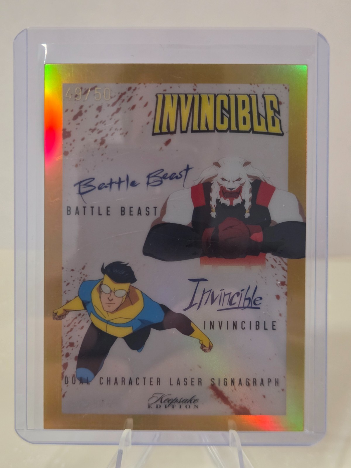 2025 Keepsake Invincible Dual Laser Signagraph BATTLE BEAST/INVINCIBLE Gold /50 2025 Keepsake Invincible Dual Laser Signagraph BATTLE BEAST/INVINCIBLE Gold /50