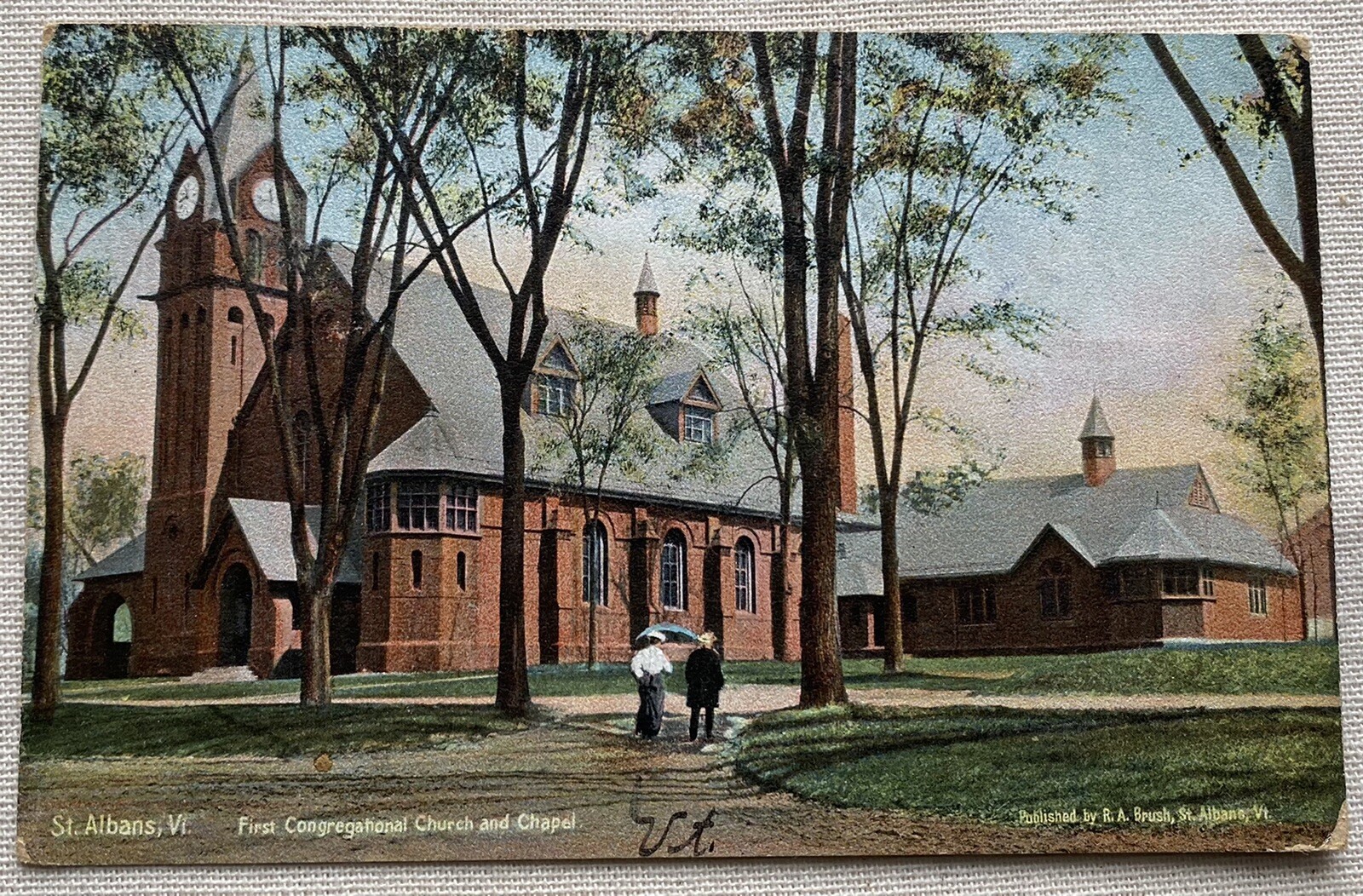 First Congregational Church And Chapel St. Albans Vermont Vintage Postcard