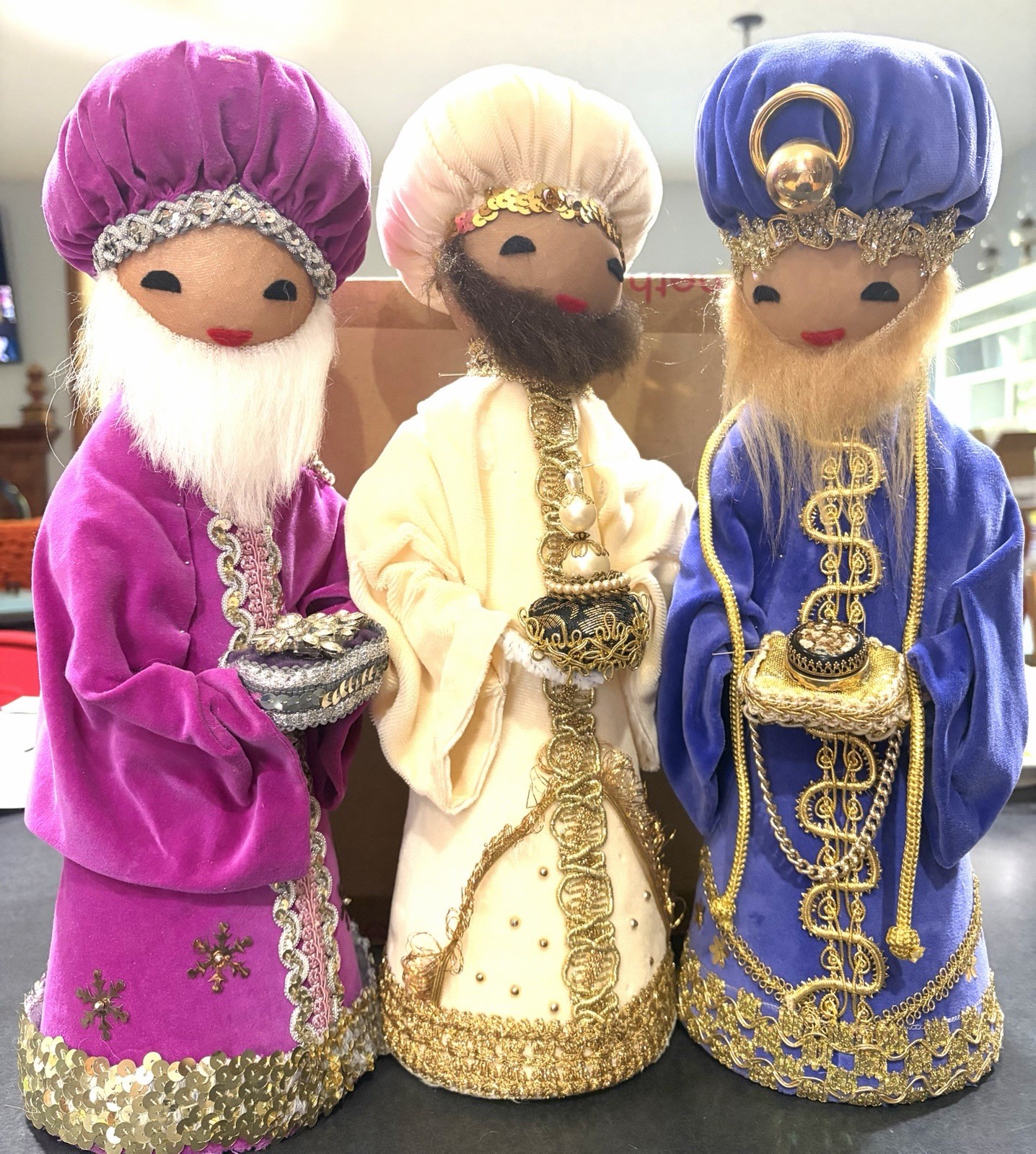 Vintage Kitschy Christmas Decor Handmade 3 Wise Man 16 Inch’s