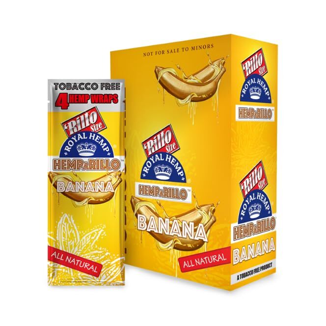 Hemparillo Banana Rillo Size - Full Box of 15 Pouches (4 Per Pouch)