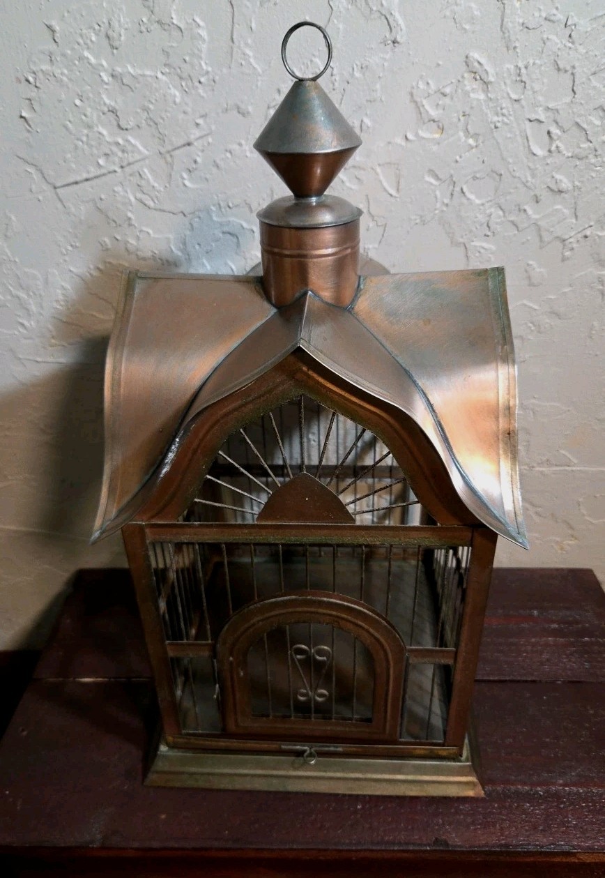 Birdcage Metal Tin  Vtg-Style 17x9  Copper Tin Nice. Use Or Decor 