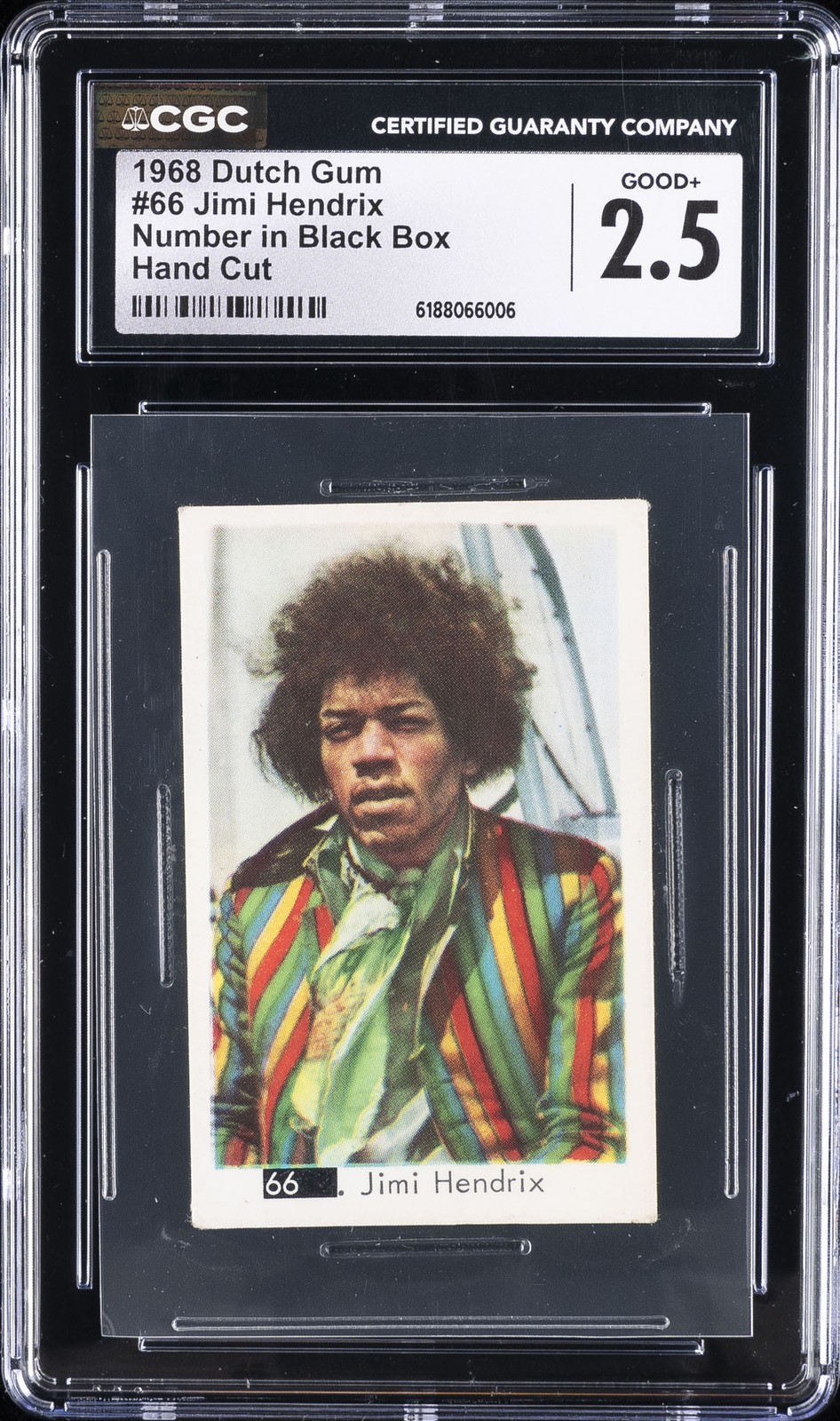 1968 DUTCH GUM NUMBER IN BLACK BOX HAND CUT #66 JIMI HENDRIX CGC 2.5