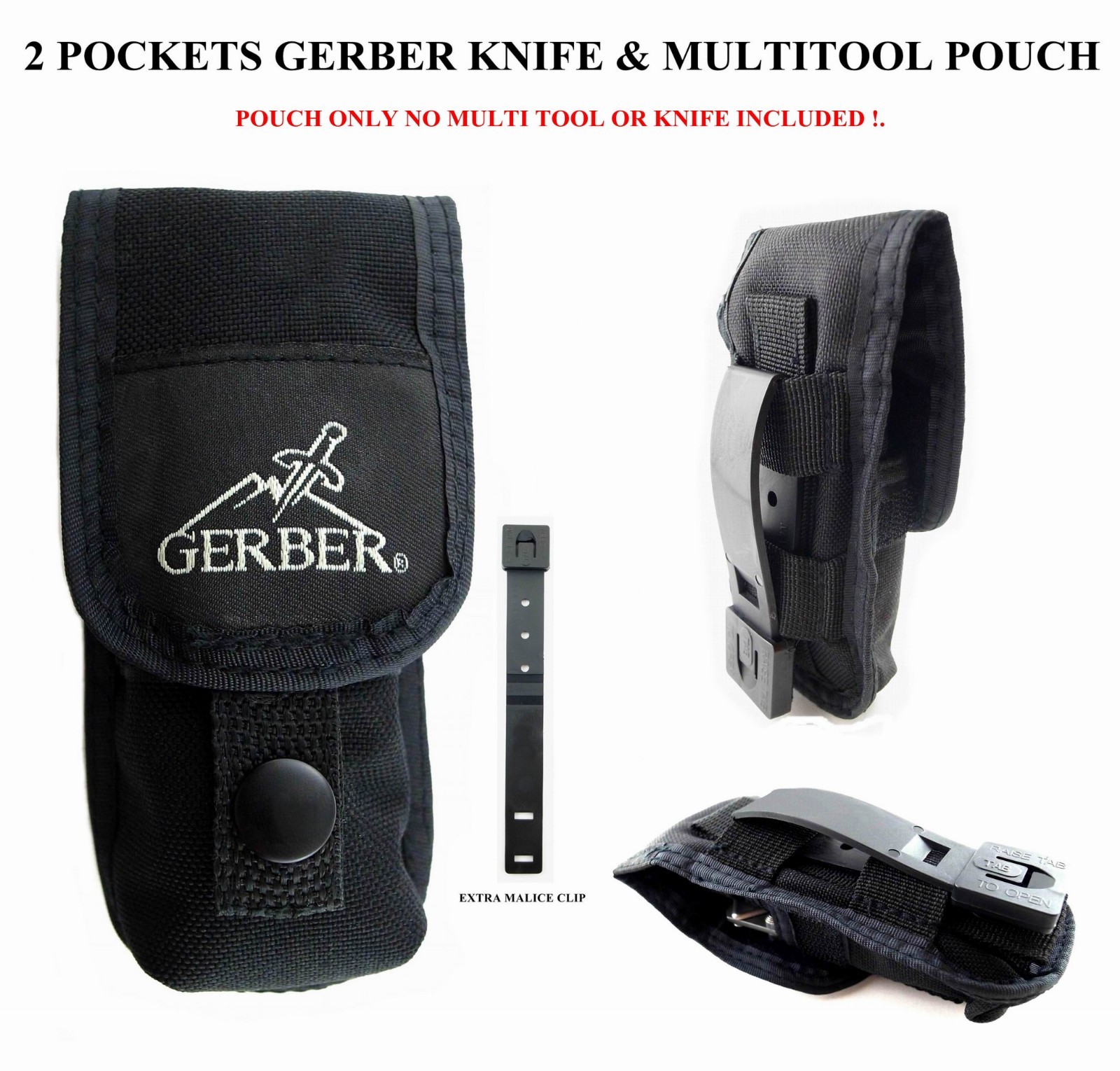 *1Pc. 2 POCKETS GERBER POUCH FIT FOR GERBER MP800, MP600, 06 AUTO, MAGNUM KNIFE*