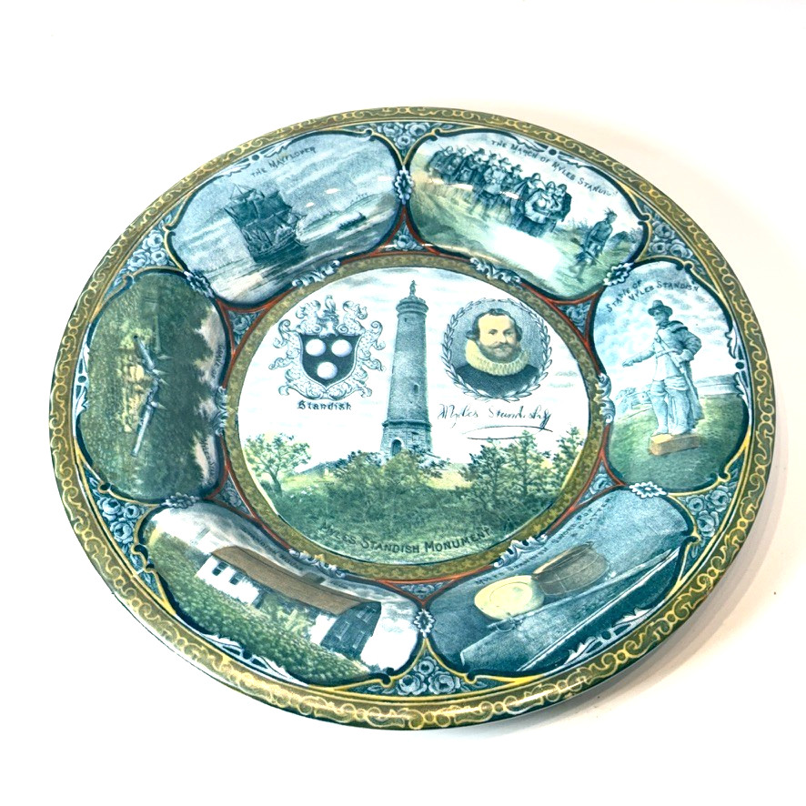 MYLES STANDISH - AS BURBANK - MA Massachusetts Antique Trinket Souvenir Dish MYLES STANDISH - AS BURBANK - MA Massachusetts Antique Trinket Souvenir Dish