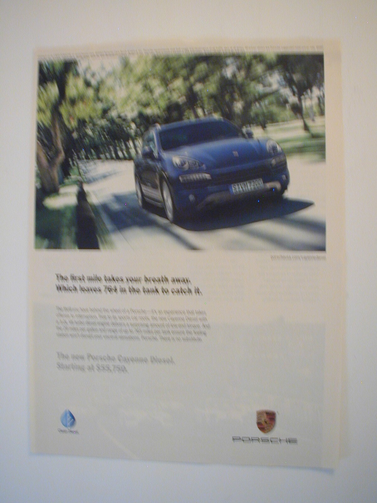 2012 Porsche Cayenne Diesel The First Mile Takes Your Breath Away. PRINT AD L059 2012 Porsche Cayenne Diesel The First Mile Takes Your Breath Away. PRINT AD L059