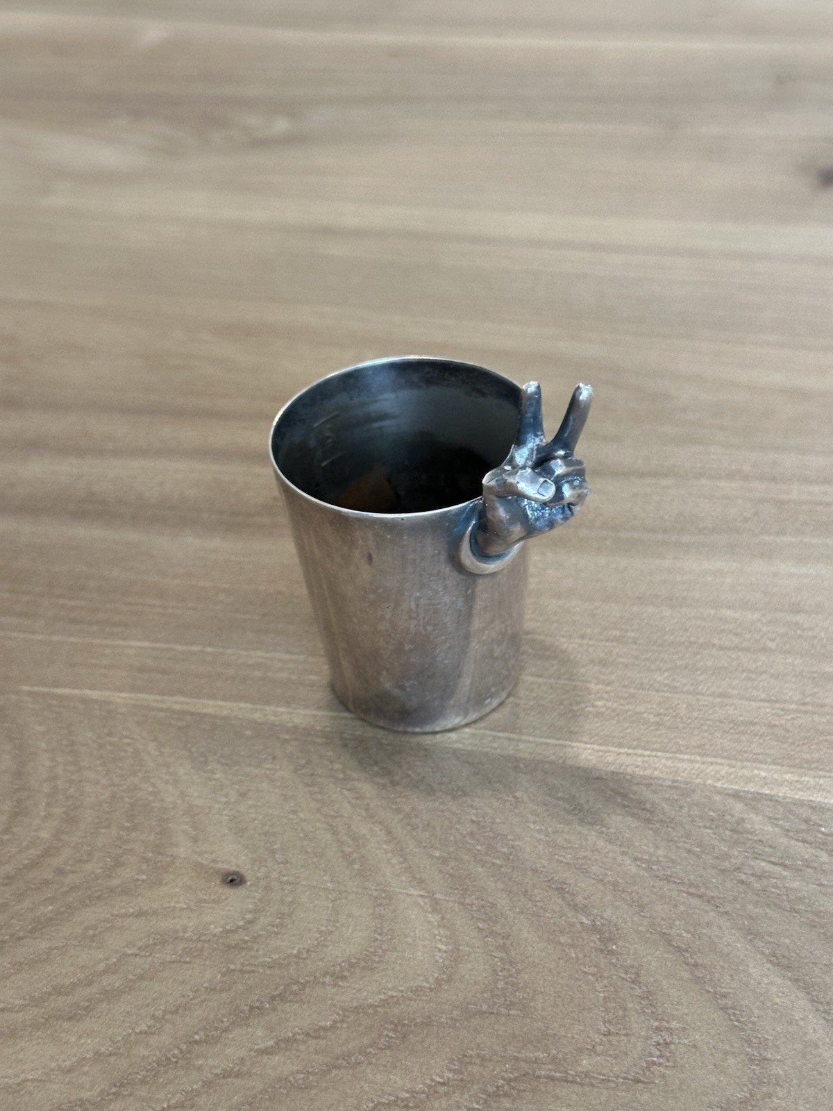 Vintage Napier Heavy Silver Plate 2 oz Finger Jigger Shot Cup Raised Two Fingers