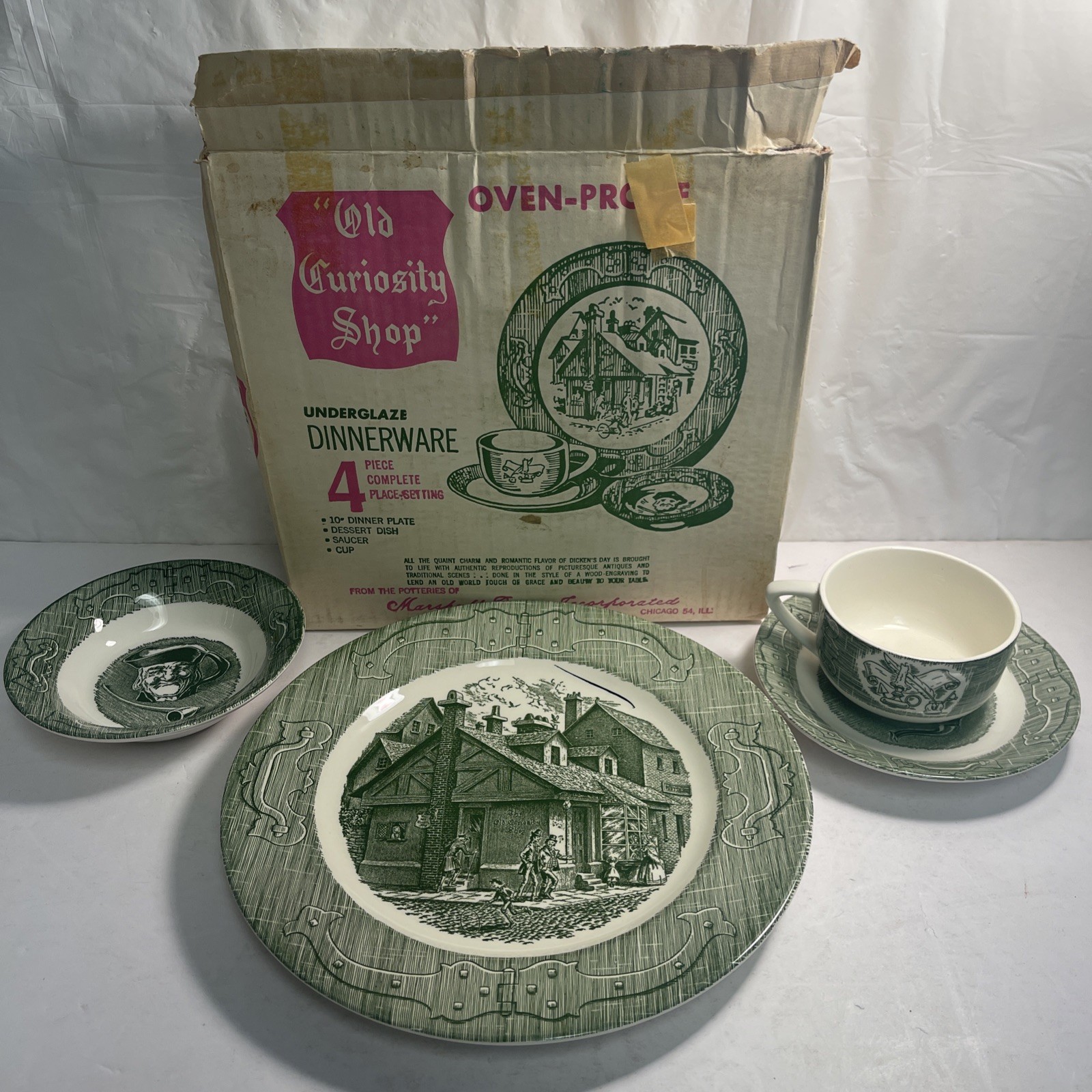 THE OLD CURIOSITY SHOP Dinnerware 4pc Place Setting W/ ORIGINAL BOX 4 sets