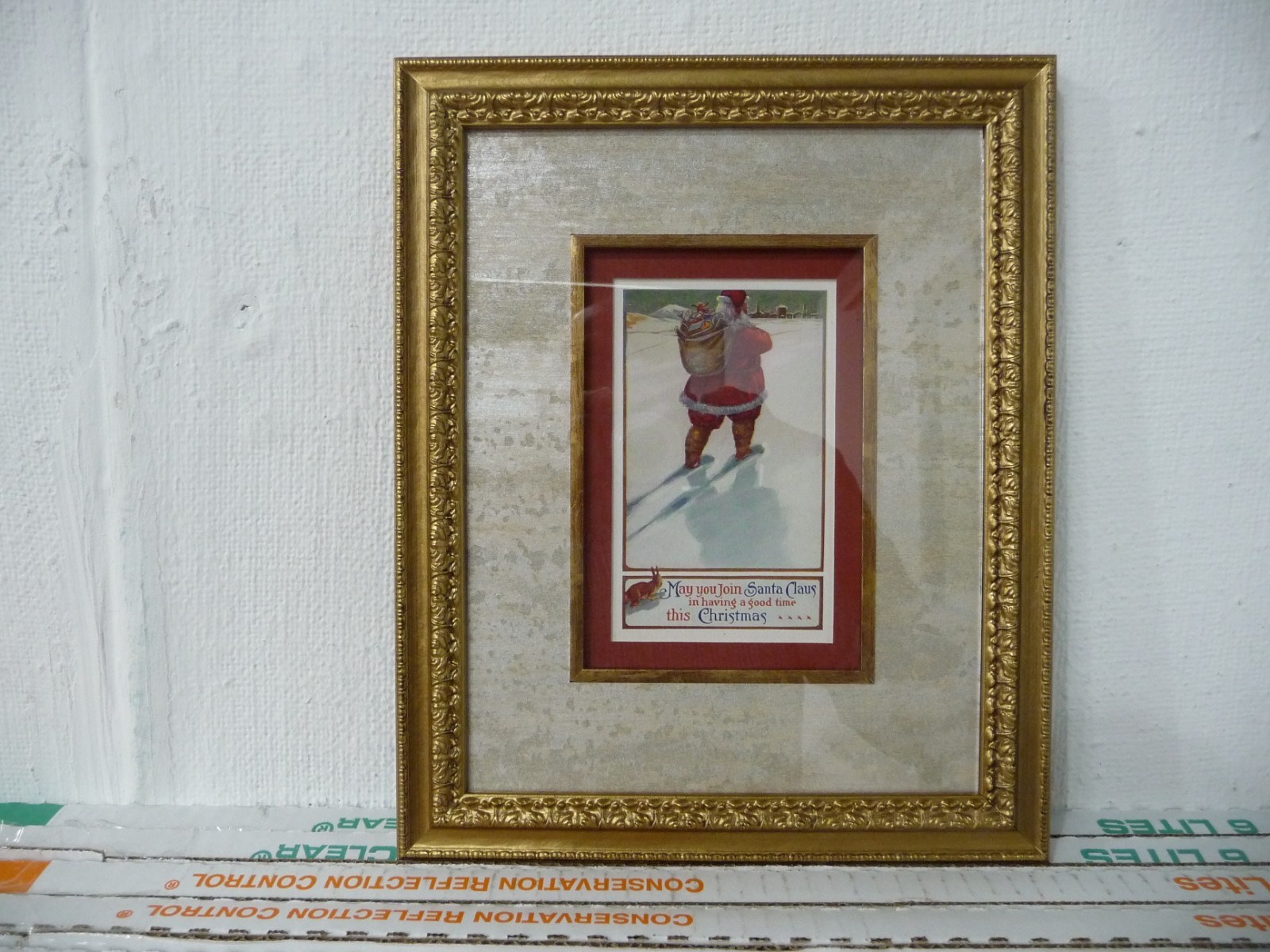Vintage Christmas post card 1918 Beautifully framed.9