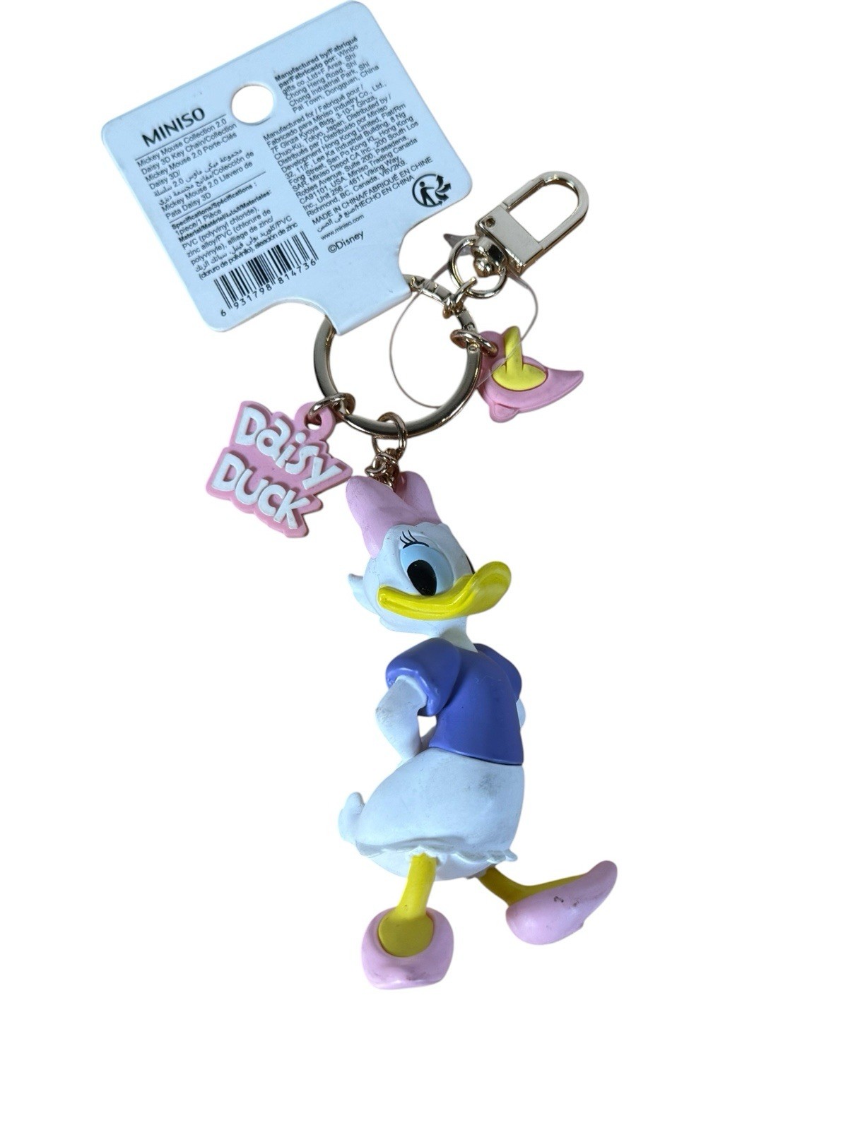 Miniso Disney Daisy Duck 3D PVC Keychain With Charms Bag Clip  READ CONDITION