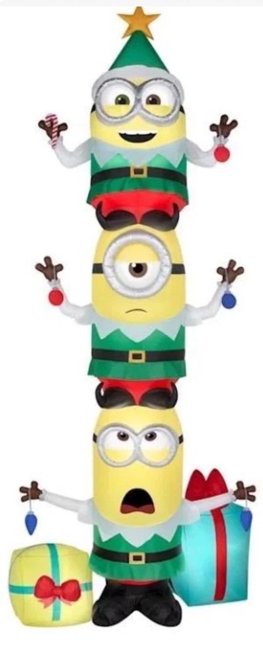 15 FT COLOSSAL STACKED MINIONS WITH ORNAMENTS AIRBLOWN LIGHTED YARD INFLATABLE