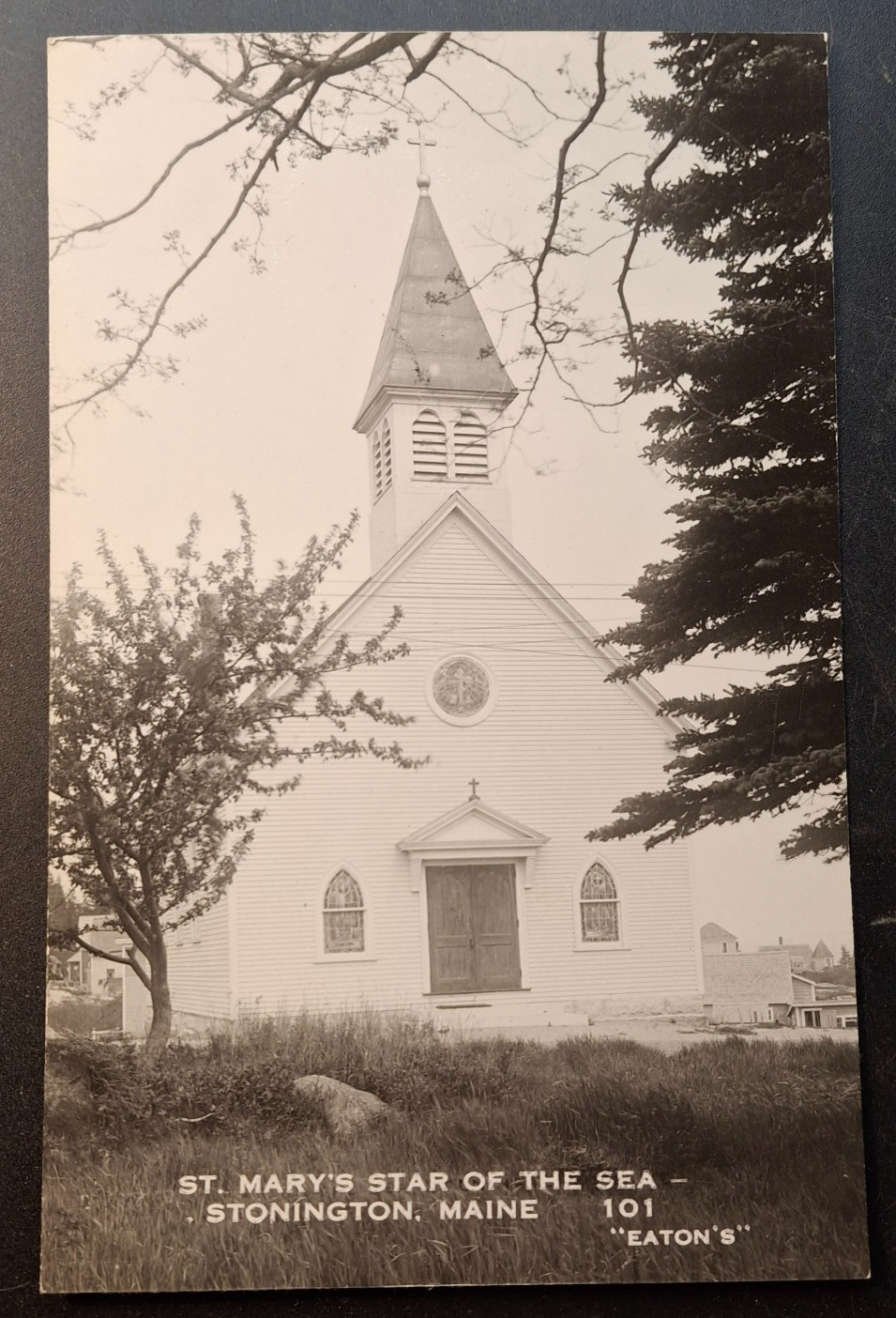 RPPC Stonington Maine St Mary\'s Star of the Sea Real Photo Postcard