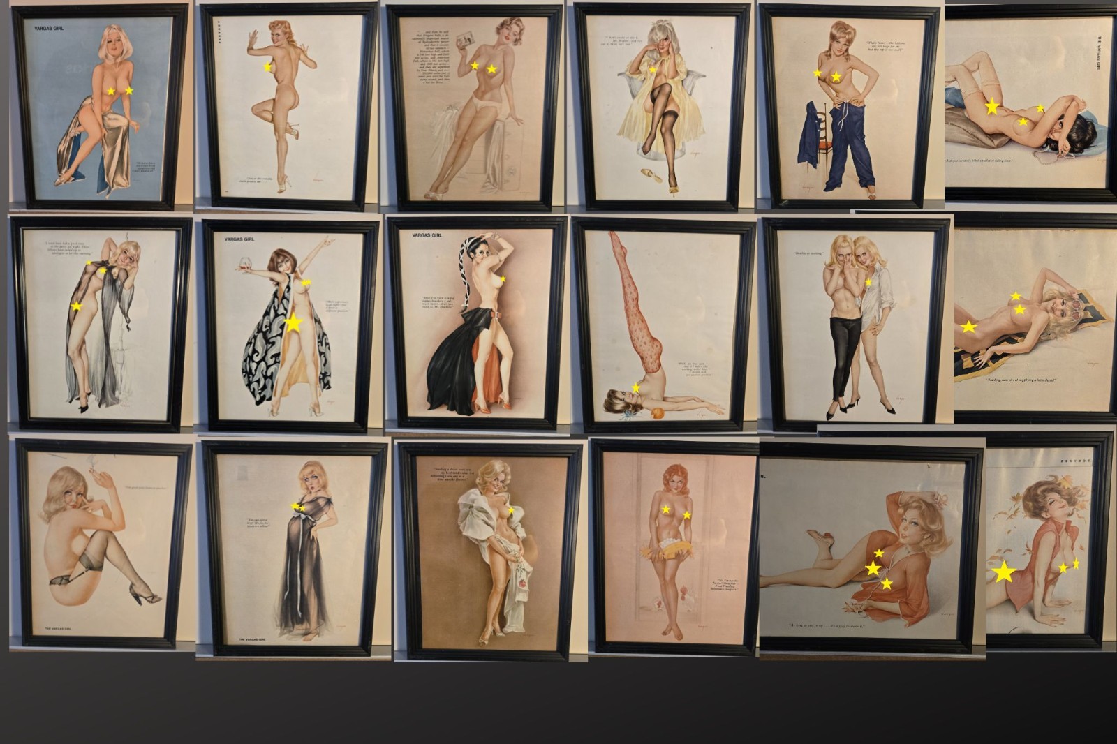 Alberto Vargas pinup girls framed - collection of 26