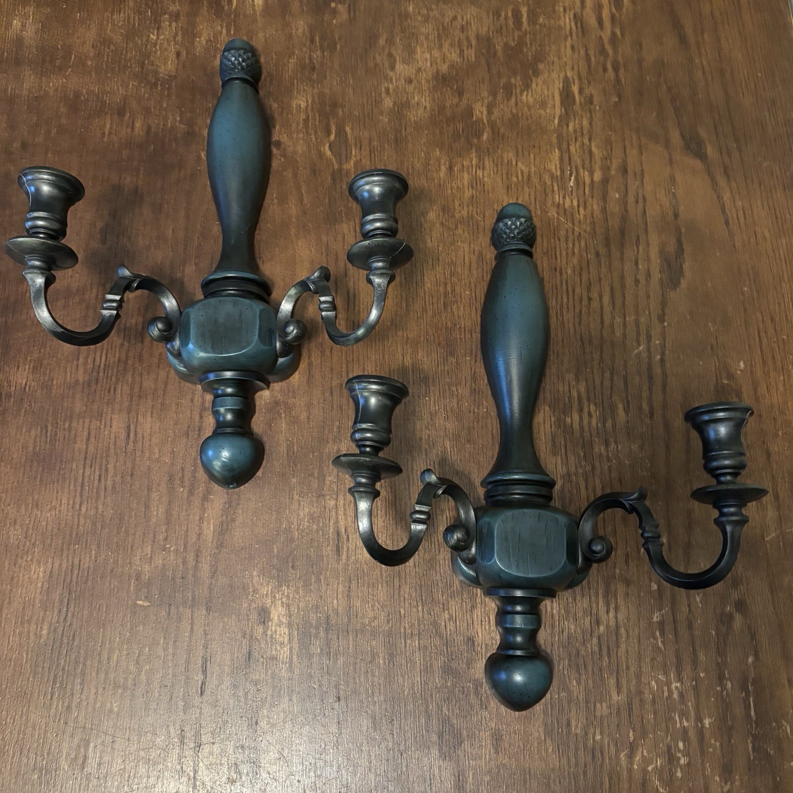 Vintage Pair Baumritter Blue Wall Candle Sconces 1965 MCM Ethan Allen Syroco Vintage Pair Baumritter Blue Wall Candle Sconces 1965 MCM Ethan Allen Syroco