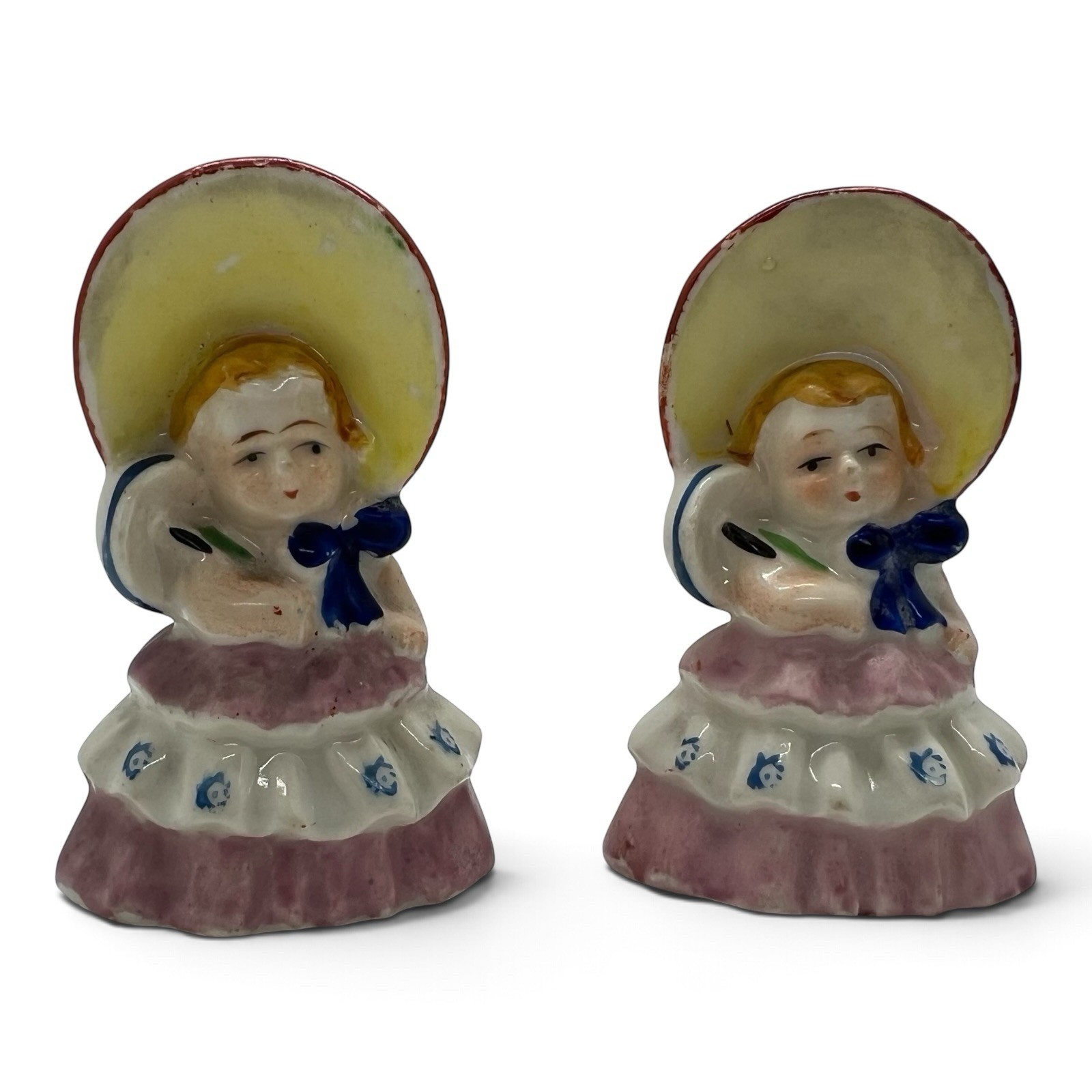 Vintage 1945-52 Occupied Japan Lady Bonnet Salt Pepper Shakers 3\